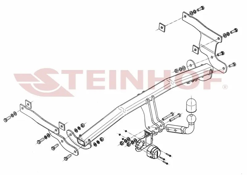 Steinhof fastmontert tilhengerfeste til Mazda 3 5D (BM) 2013– – D-verdi 9,5 kN, maks. 1800 kg