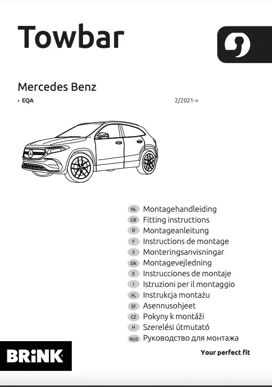 Brink tilhengerfeste montert på Mercedes-Benz EQA med usynlig utskjæring i bakfangeren