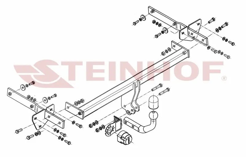 Steinhof fastmontert tilhengerfeste til Mercedes W 245 B-Klasse 2005-2011 – D-verdi 8,65 kN, maks. 1500 kg