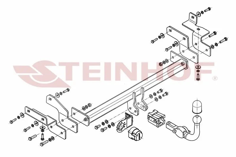 Steinhof avtagbart tilhengerfeste til Mitsubishi Lancer Stasjonsvogn (2003–2007) – horisontal kule med lås