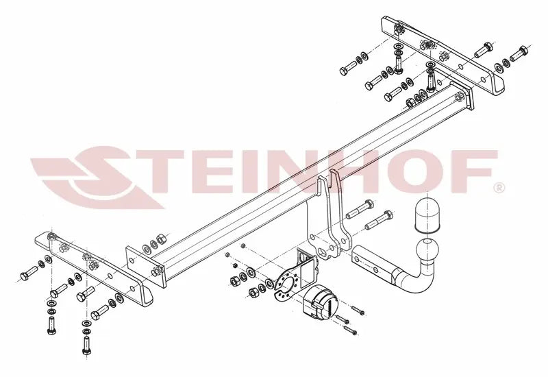 Steinhof fastmontert tilhengerfeste til Nissan Almera 4D (N16) 2000-2006 – D-verdi 8,2 kN, maks. 1500 kg