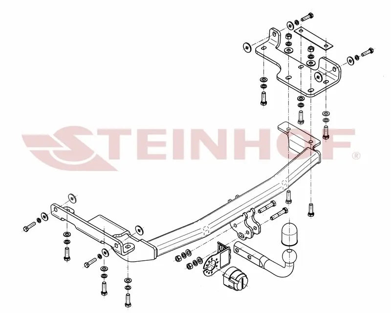 Steinhof fastmontert tilhengerfeste til Nissan Murano Z50 American Version 2003–2008 – D-verdi 9,1 kN, maks. 1500 kg
