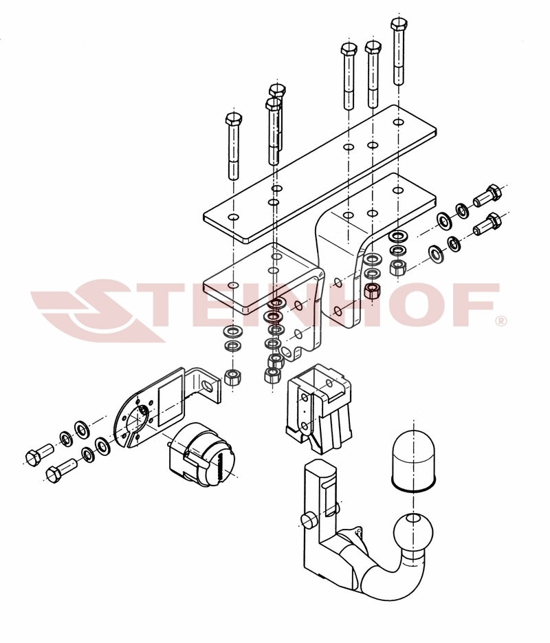 Steinhof avtagbart tilhengerfeste til Nissan Pathfinder III (R51) 2004-2014 – D-verdi 14,5 kN