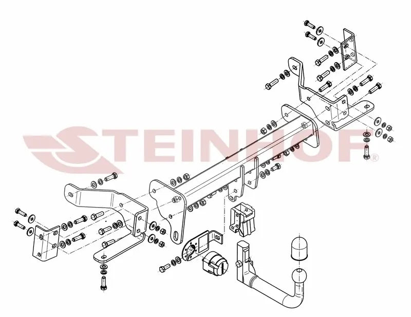 Steinhof avtagbart tilhengerfeste til Opel Antara (2006-2015) – vertikal kule med sikkerhetslås, D-verdi 12 kN