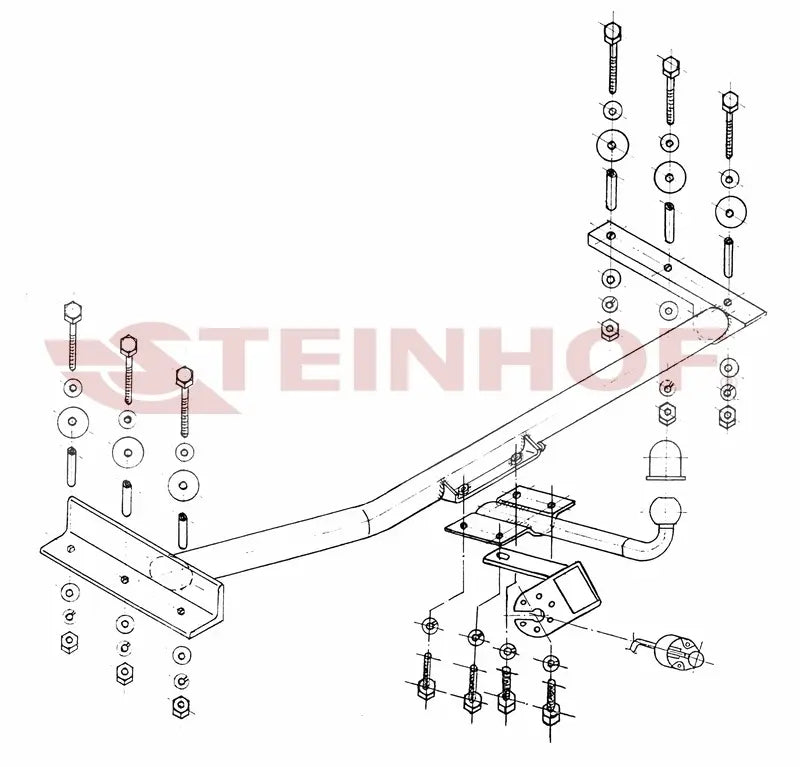 Steinhof fastmontert tilhengerfeste til Opel Astra I (F) 4D (1991-2002) – D-verdi 7,6 kN, maks. 1500 kg