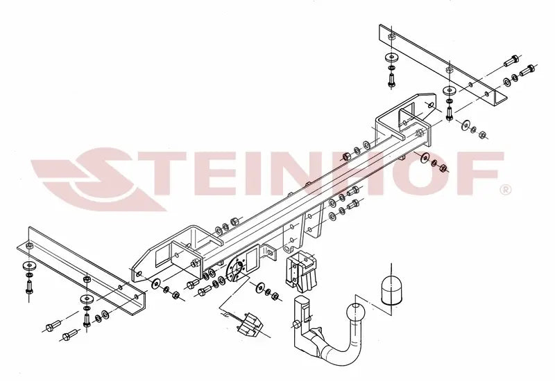 Steinhof avtagbart tilhengerfeste til Opel Astra J Sports Tourer 2009-2015 – vertikal kule med lås