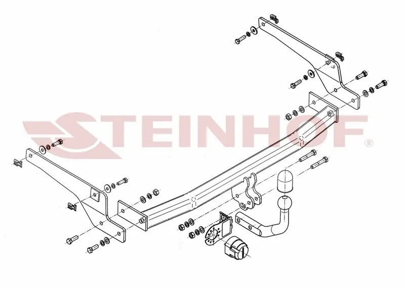 Steinhof fastmontert tilhengerfeste til Peugeot 206 SW Stasjonsvogn 2006-2007 – D-verdi 6,40 kN, maks. 1100 kg