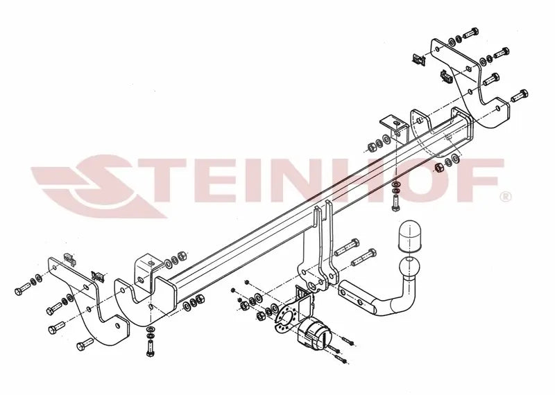 Steinhof fastmontert tilhengerfeste til Peugeot 208 I (2012-2019) – D-verdi 7,2 kN, maks. 1300 kg