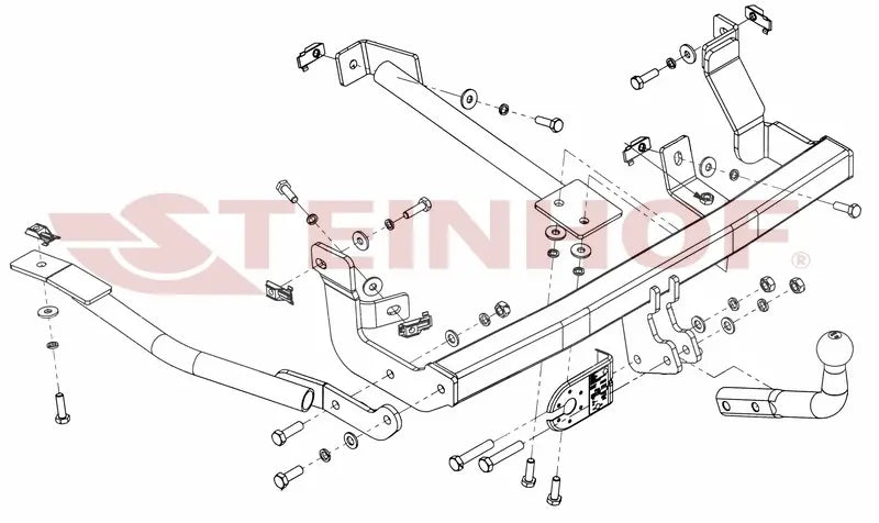 Steinhof fastmontert tilhengerfeste til Peugeot Expert I 1995–2006 – D-verdi 9,7 kN, maks. 1800 kg