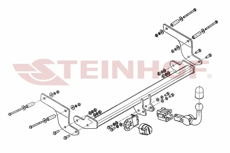 Steinhof avtagbart tilhengerfeste til Renault Clio IV 5D (2016–) – horisontal kule med lås, maks. 1300 kg