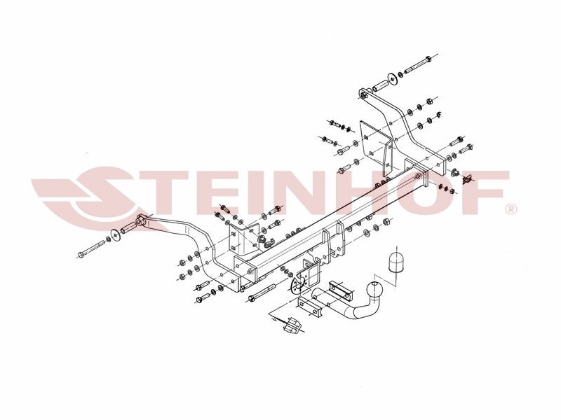 Steinhof fastmontert tilhengerfeste til Renault Megane I 3/5D (1995-2002) – D-verdi 7,2 kN, maks. 1300 kg