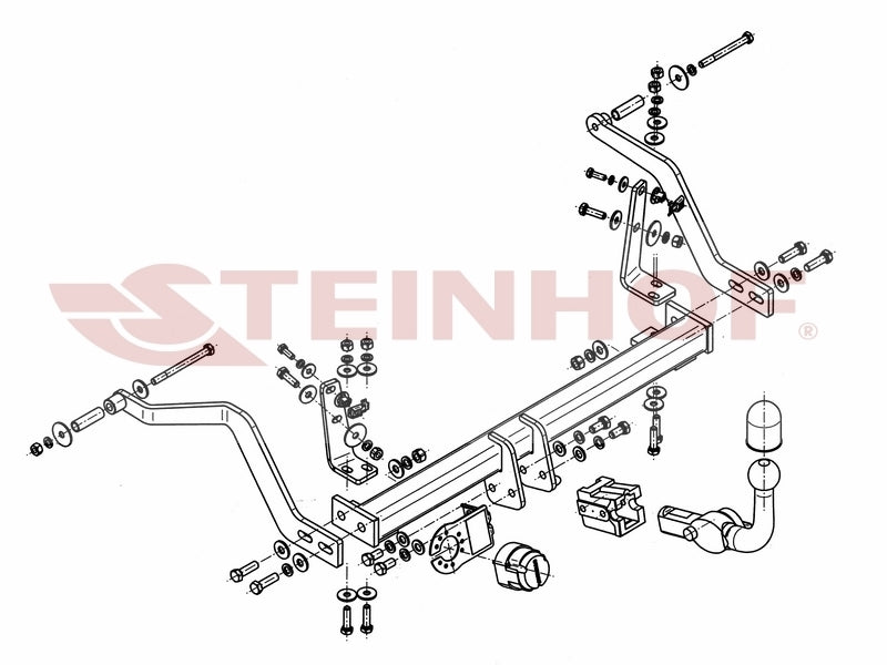 Steinhof avtagbart tilhengerfeste til Renault Scenic (eksl. 4x4) 1996–2003 – horisontal kule med lås