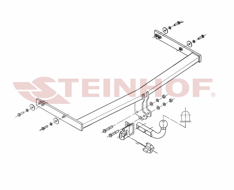 Tilhengerfeste Seat Toledo 4D (2005-2009) – fastmontert - sett forfra