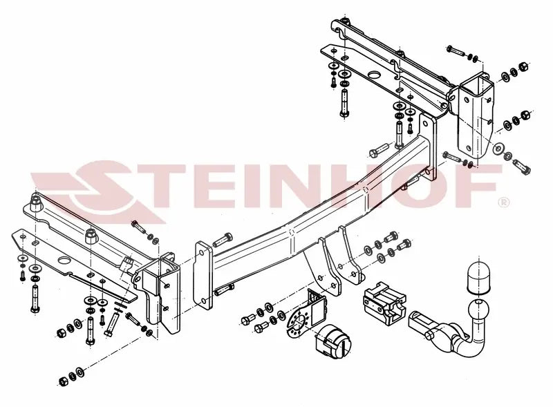 Steinhof avtagbart tilhengerfeste til Subaru Legacy Outback / Stasjonsvogn (BL/BP) 2003–2009 – horisontal kule med lås