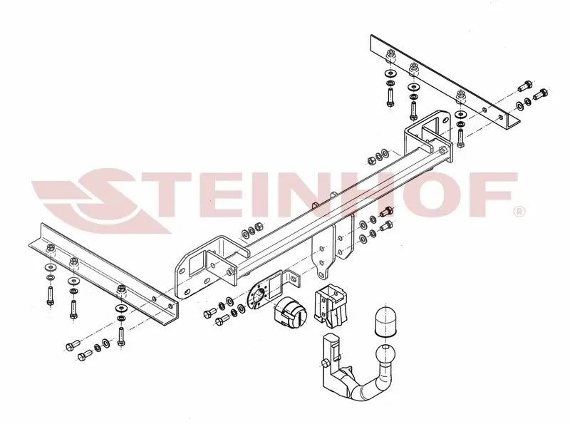Steinhof avtagbart tilhengerfeste til Subaru Legacy V 4D (2009-) – vertikal kule med sikkerhetslås, maks. 1800 kg