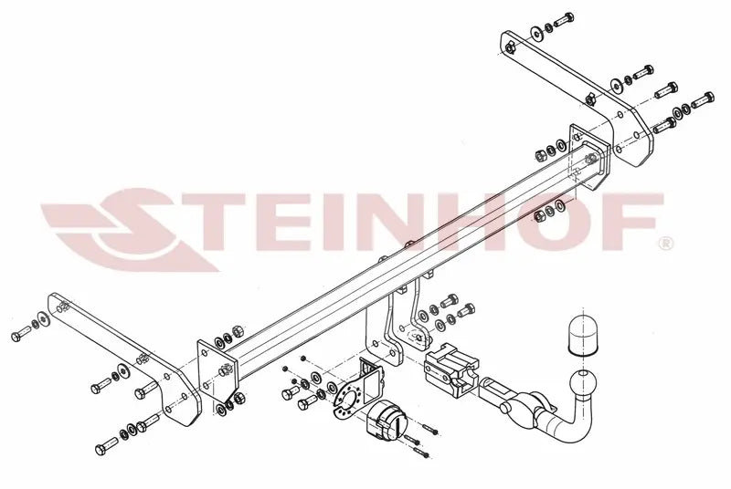 Steinhof avtagbart tilhengerfeste til Suzuki Vitara II (LY) 1. Facelift (2018–) – horisontal kule med lås