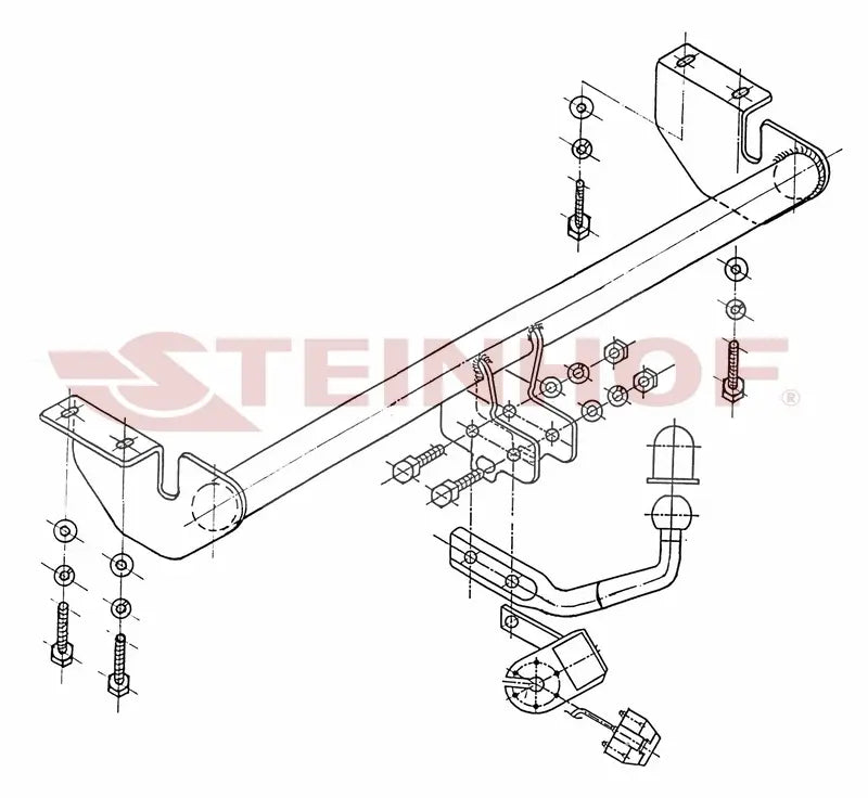 Tilhengerfeste Toyota Avensis II (T25) (2003-2009) – fastmontert - sett bakfra