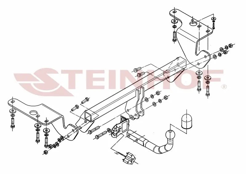 Tilhengerfeste Toyota Avensis (T27) Stasjonsvogn (2009-2018) – fastmontert - sett bakfra