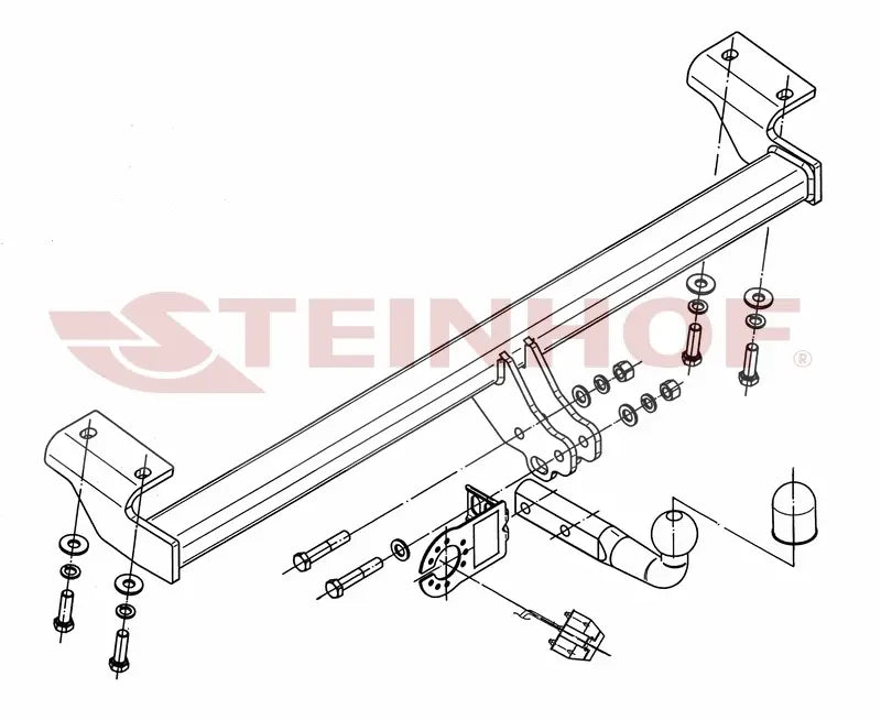 Tilhengerfeste Toyota RAV-4 II 3/5D (2000-2006) – fastmontert - sett bakfra