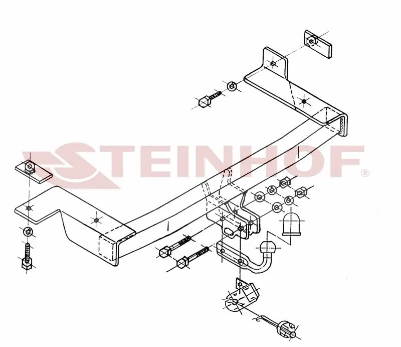 Tilhengerfeste Vw Caddy II (eksl. pickup) (1995-2003) – fastmontert - sett forfra