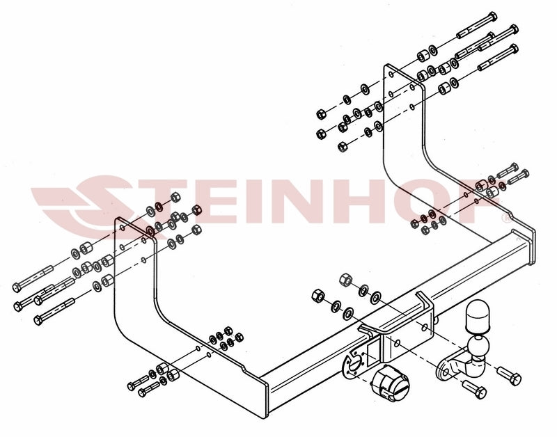 Steinhof fastmontert tilhengerfeste til VW LT 28-35 Van og Minibuss with step (3,05) 1995–2006 – D-verdi 12,5 kN