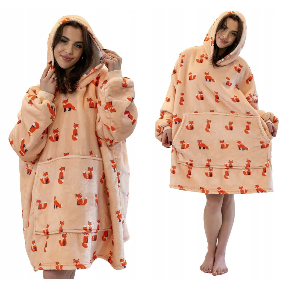 Tjukk Fuskepels-hettegenser Oversize Xxl med Rever 460 Gsm 1,3 Kg