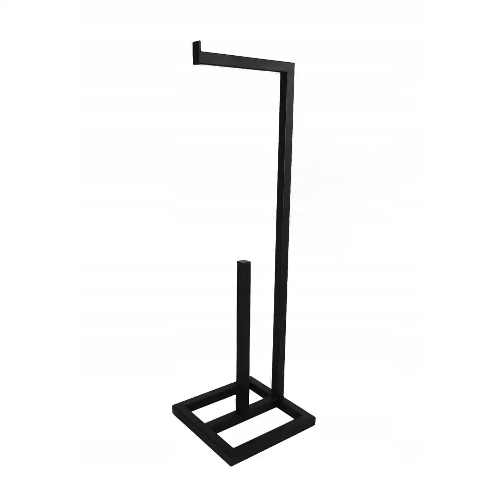 Toalettpapirholder Loft i svart metall med firkantet base, minimalistisk design med to stenger.