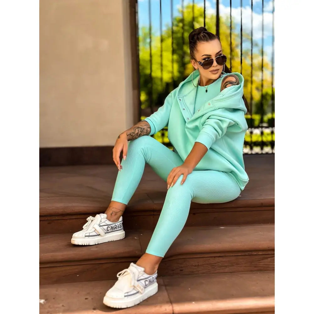 Todelt Joggedress med Trykknapper Mynte Mønster