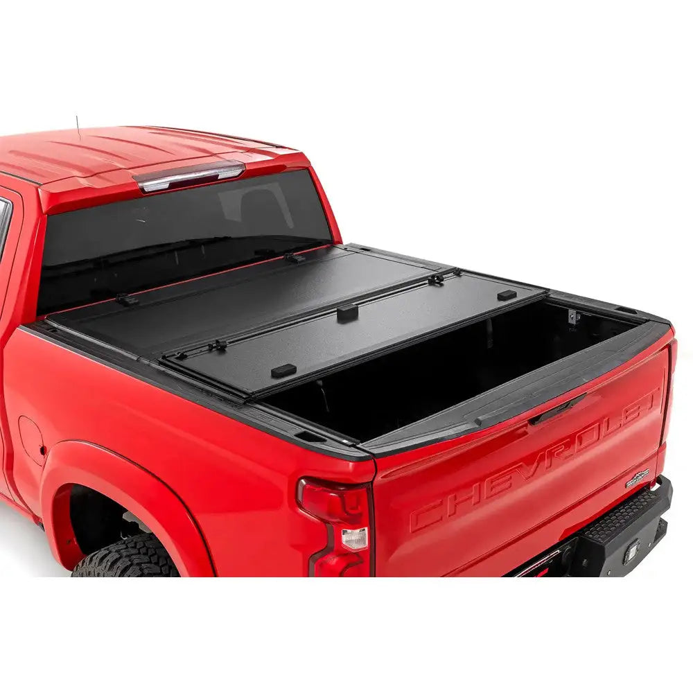 Tøff Tri-fold Flip opp Hardt Deksel for Gmc Sierra 1500 19-