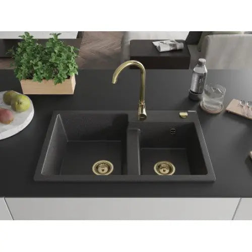 Tomas Kjøkkenvask 2 Kummer 800x500 Mm Svart/grå - 6516802000-76-g