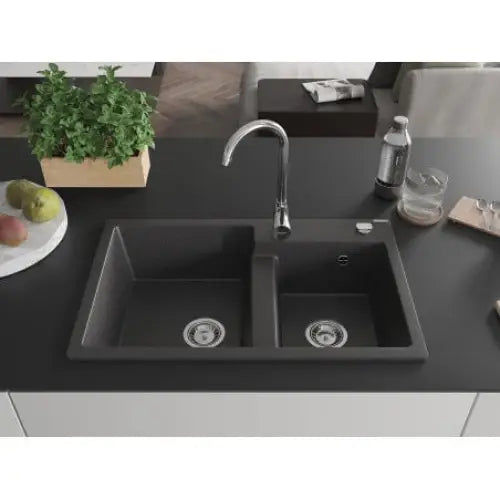 Tomas Kjøkkenvask 2 Kummer 800x500 Mm Svart/grå - 6516802000-76