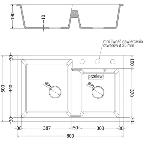 Tomas Kjøkkenvask 2 Kummer 800x500 Mm Svart - 6516802000-77-g