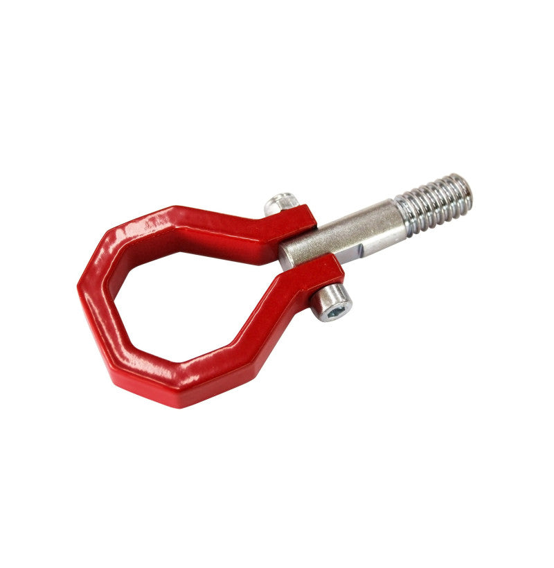 Slepekrok pulverlakkert rød montert på BMW E36 – 10 mm S355-stål tow hook