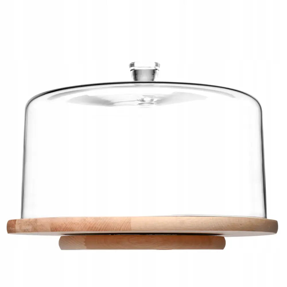 Tre dreieskål med kuppel fra Krosno Glamour, frontvisning med klart glasslokk og elegant trekantet grep.
