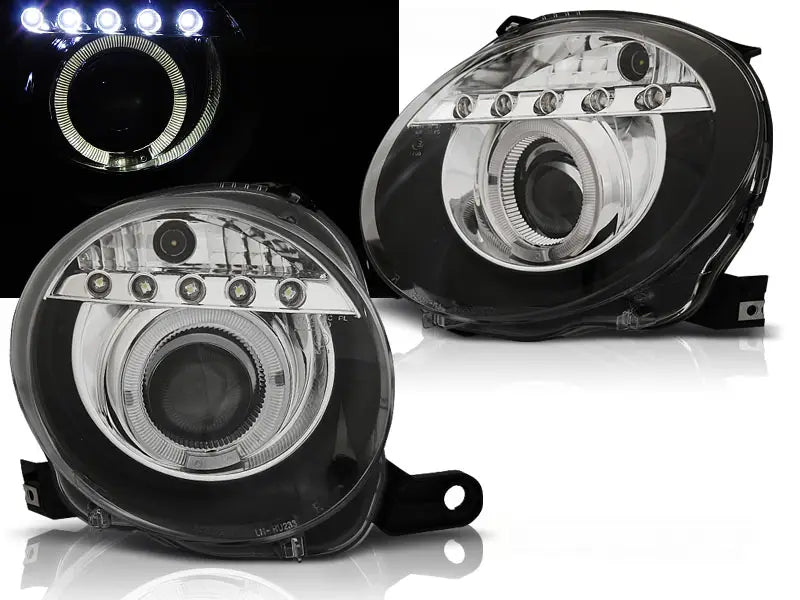 Frontlykter Fiat 500 07- Projektor Black Led | Nomax.no🥇