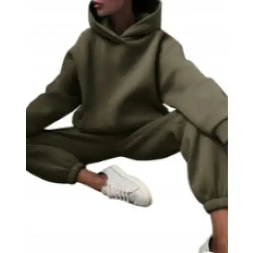 Tykk Foret Hettegenser i Khaki