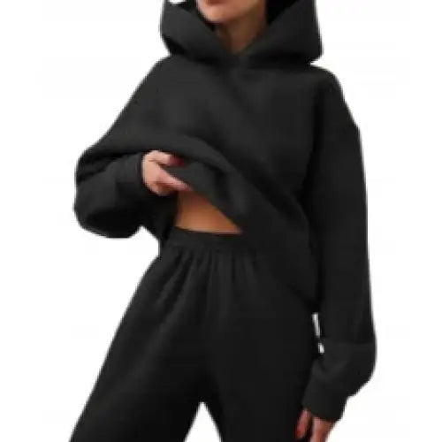 Tykk Foret Hettegenser i Svart