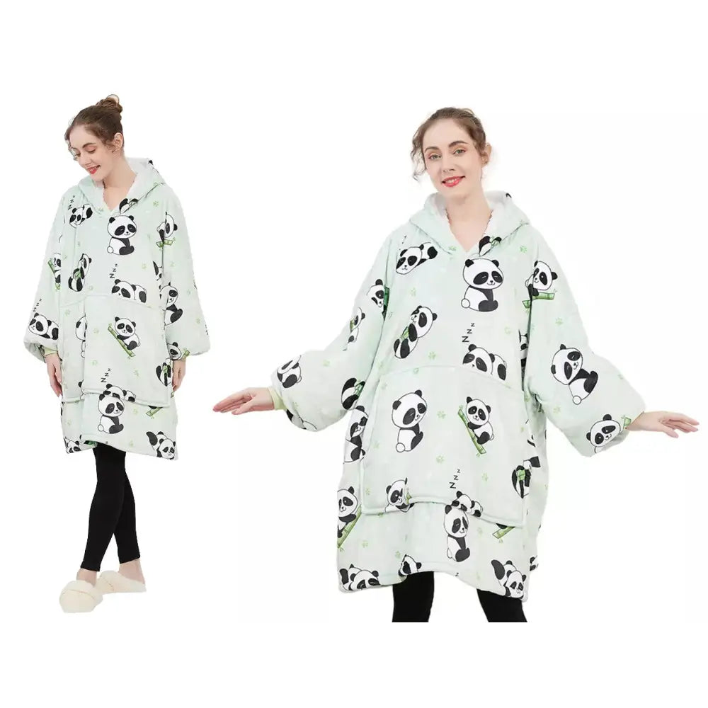 Tykk Panda-hettegenser i Fuskepels Xxl med Vekt 1,3 Kg og 460 Gsm