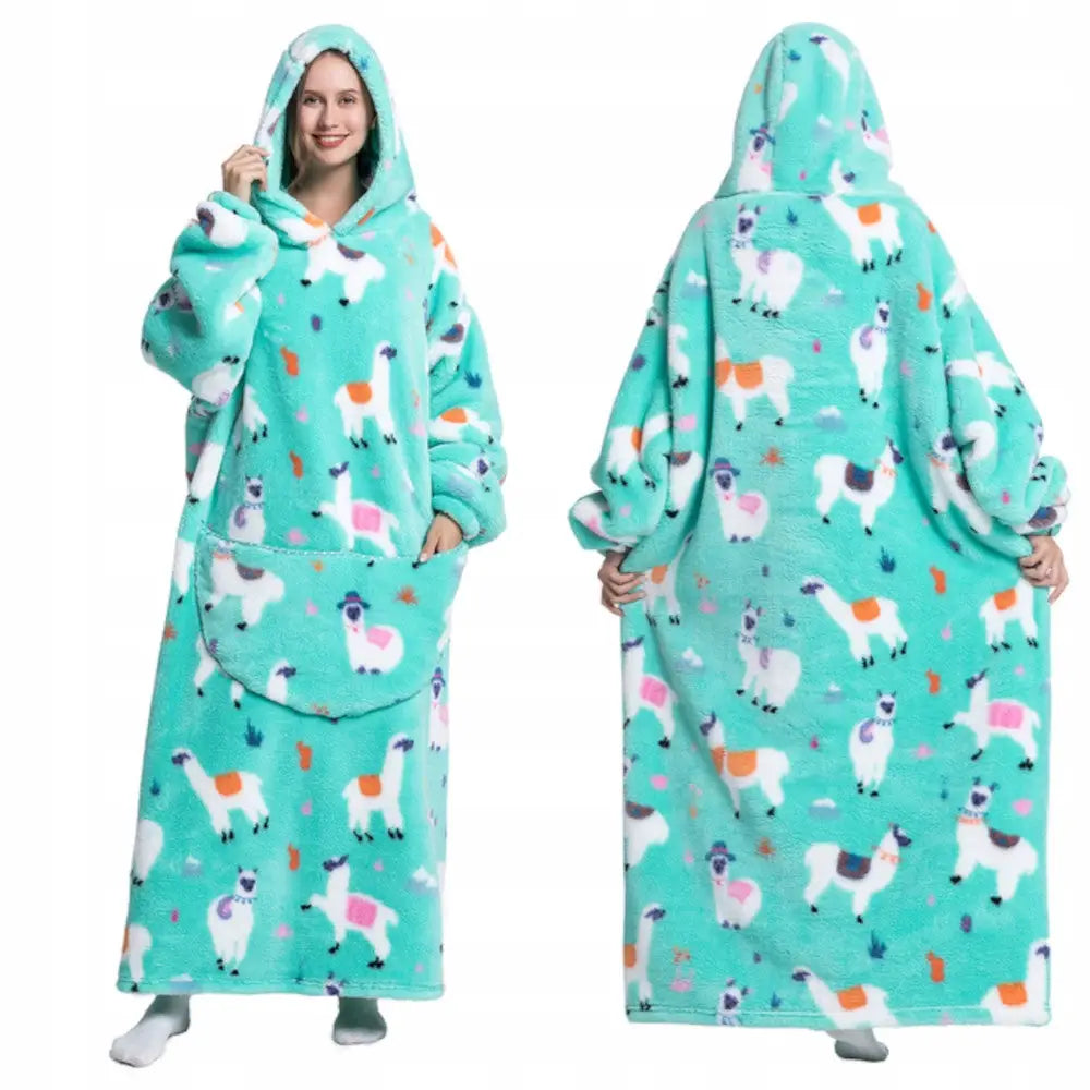 Tykk Pledd med Ermer og Hette Gaveteppe