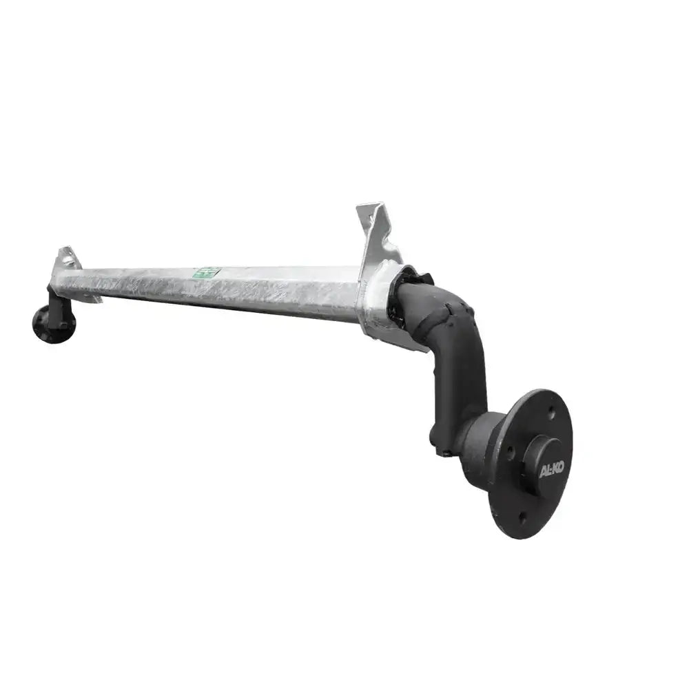 Aksling for tilhenger fra AL-KO, galvanisert stål med sorte hjulfester og synlig AL-KO-logo på flensen.