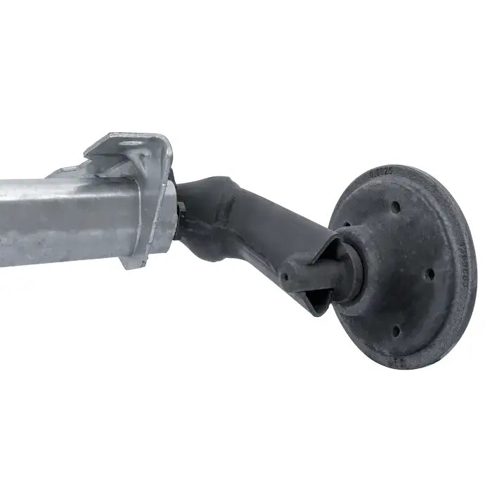 Aksling tilhenger AL-KO 750kg, sidevisning med fokus på tilkoblingspunkt og rund plate med flere hull.