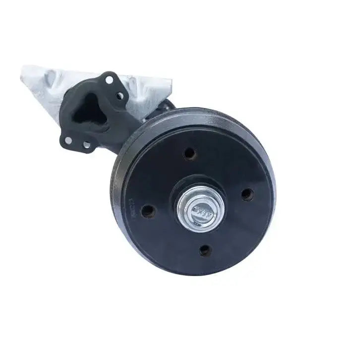 Aksling for tilhenger, sort metall med sirkulær front, synlig festepunkt og sentral sølvfarget bolt.