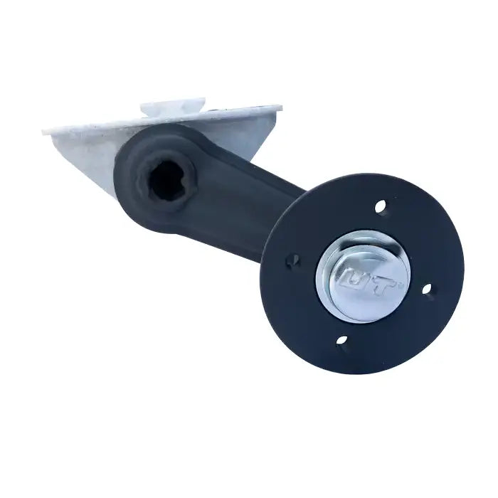 Aksling tilhenger Knott VG7, skråvisning som fremhever rund frontplate og sentralt plassert bolthode på hvit bakgrunn.