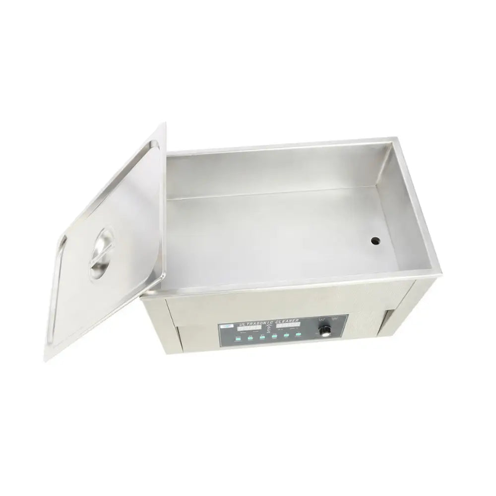 Ultralydvasker 30L, toppvisning med åpent lokk som viser dyp tank og kontrollpanel med flere knapper.