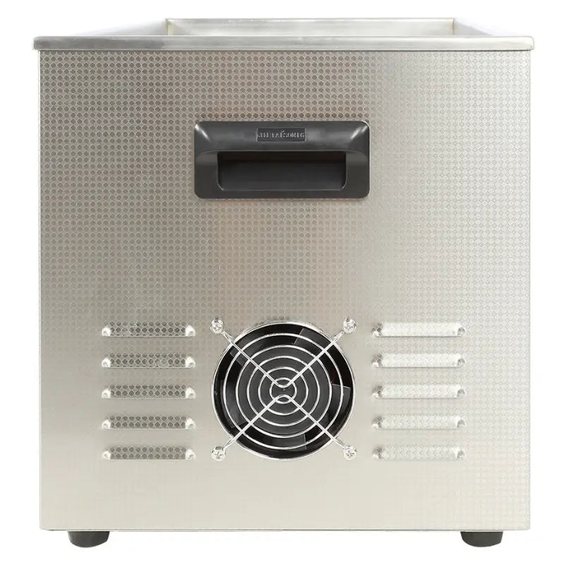 Ultralydvasker 30L bakside med ventilasjonsrist, integrert vifte og svart bærehåndtak på strukturert stål.