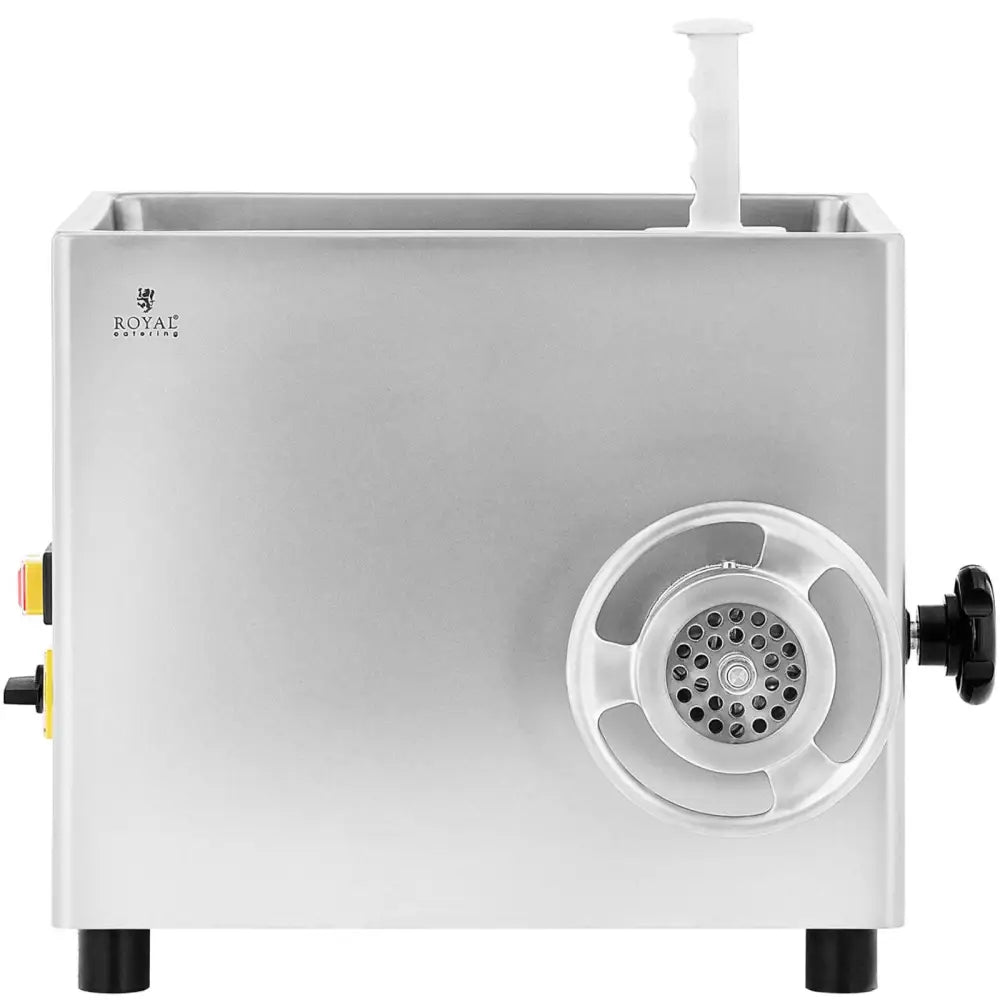 Ulven Profesjonell Kjøttkvern, frontvisning med synlig sylinderformet mateåpning og betjeningsknapper til venstre.