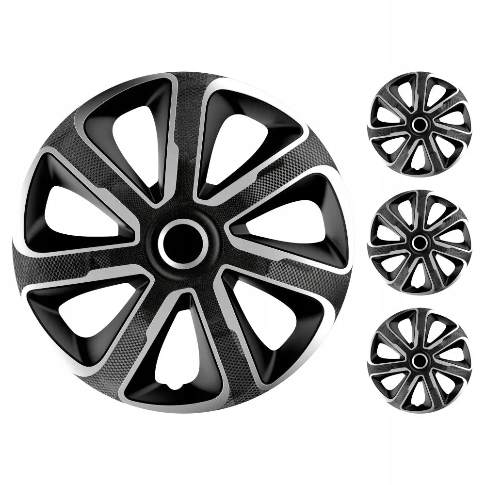 Universelle Hjulkapsler Livorno Carbon Sølv Svart 15’’ Livorno Carbon Sølv Svart