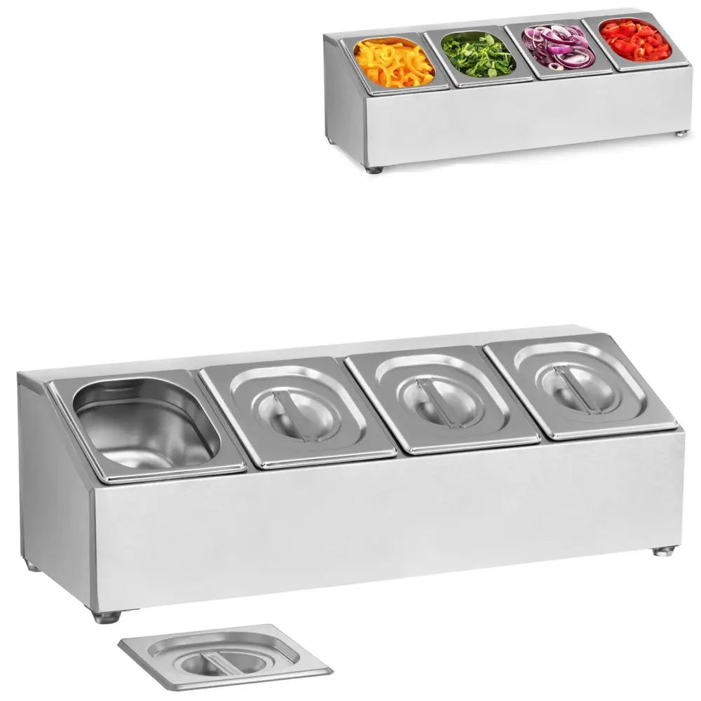 Utstillingsstativ for 4 x Gn1/6 + 4 x Beholdere