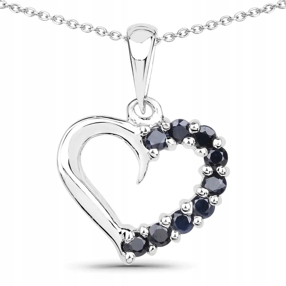 Gullhjerte Anheng med Safirer og Sterlingsølv Halssmykke