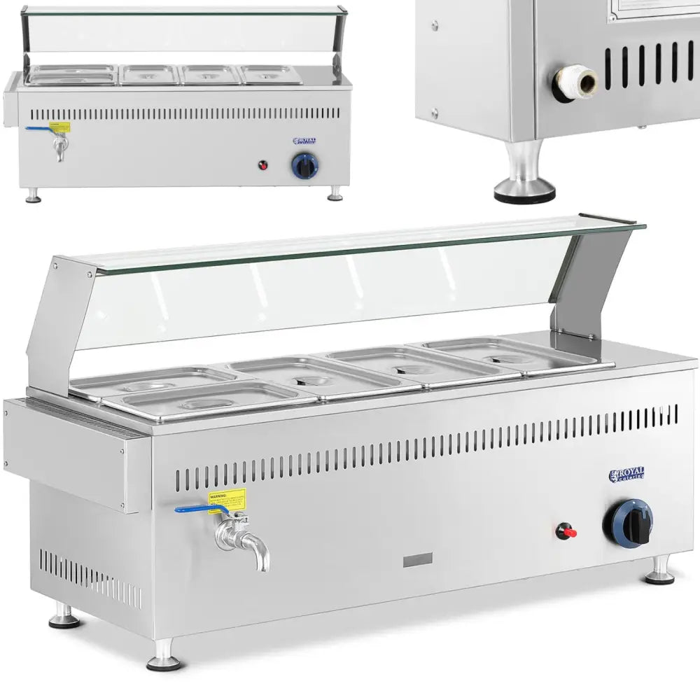 Vannoppvarmer med Gass 0,02 Bar 3300 w 3x Gn 1/3 2x Gn 1/2